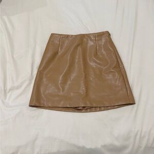 Abercrombie & Fitch Camel Faux-Leather Mini Skort